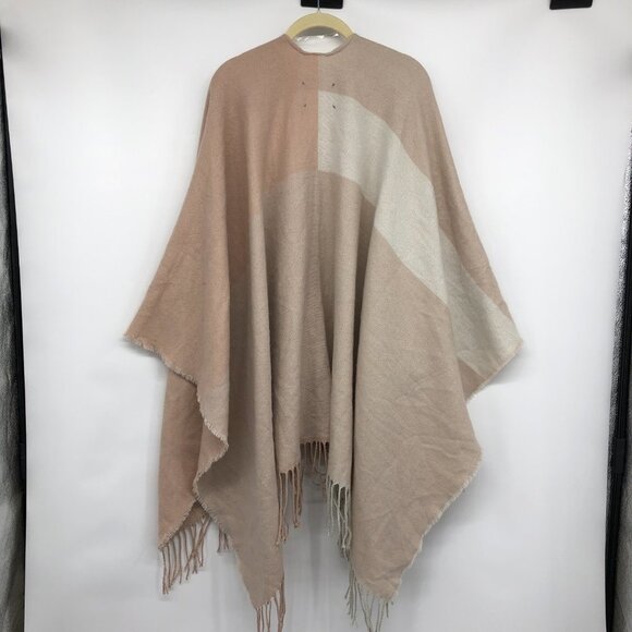 Soia & Kyo pale pink Tan Cream Multicolor Colorblock Poncho tassels Size OS - Picture 3 of 16